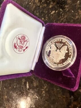 1986-S Proof American Silver Eagle Dollar $1 Box US Mint Bullion